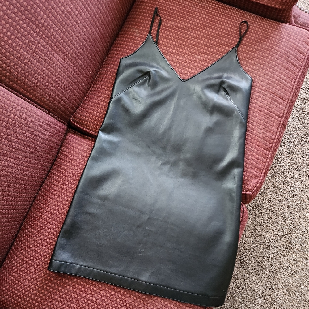 Aritzia talula xxs vegan leather mini slip dress